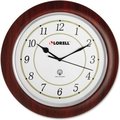 Lorell Lorell® 13-1/4" Round Radio Controlled Wall Clock, Wood Case, Mahogany 60986